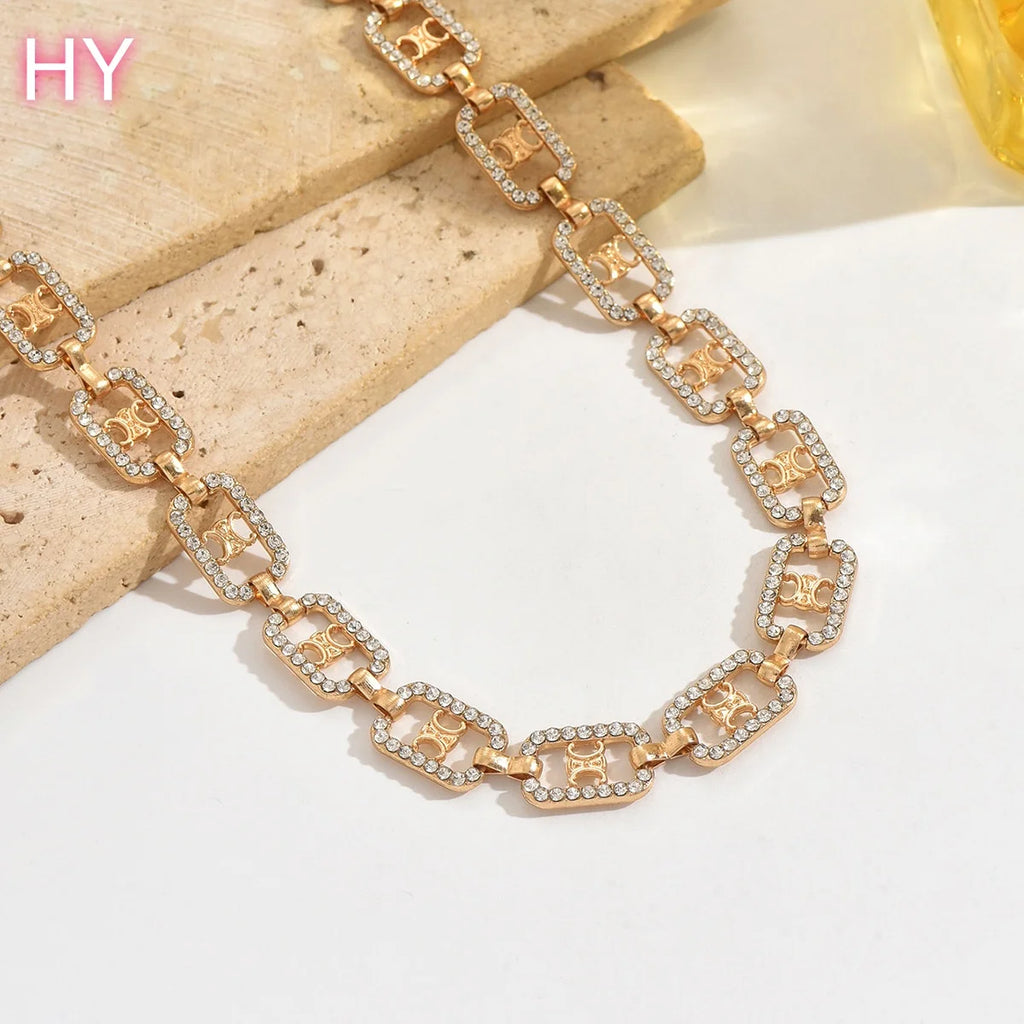 HYNew Gold Plated Alloy Rhinestone Rectangle Geometric Fine Beach Sexy Belt Waist Body Chain Belly Jewelry for Women
