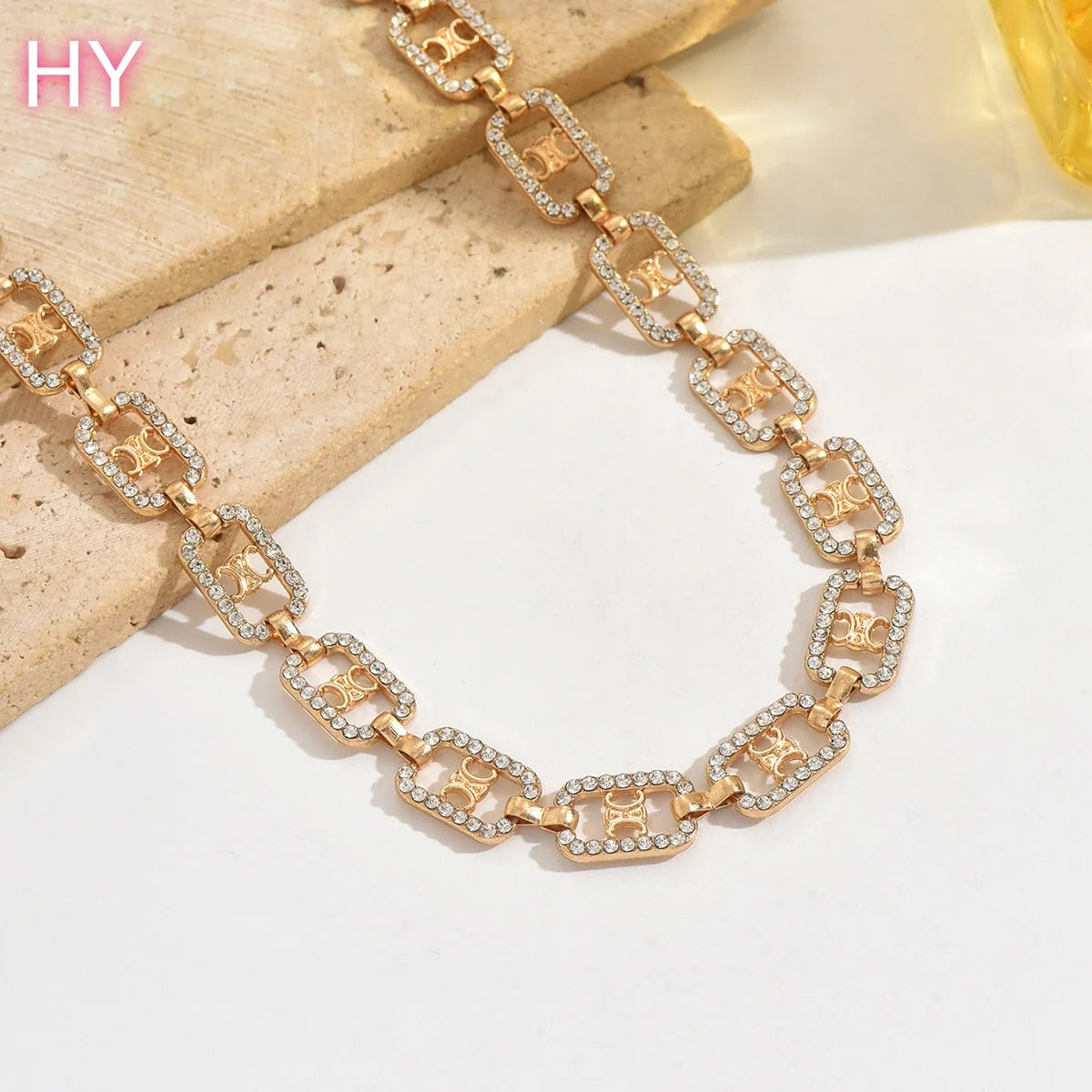 HYNew Gold Plated Alloy Rhinestone Rectangle Geometric Fine Beach Sexy Belt Waist Body Chain Belly Jewelry for Women