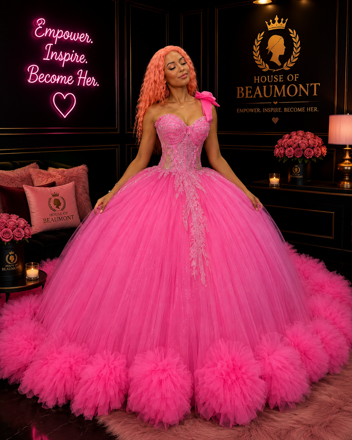 Hot Pink Shinny 15 Dress Quinceanera 2026 Beaded One Shoulder Ball Gown Quince Dress Formal Occasion Gowns Customized