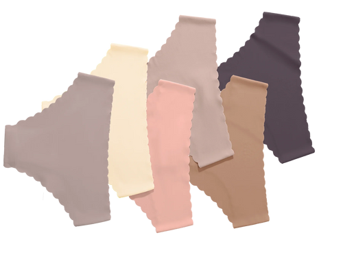 6-piece set of women's solid color underwear with wavy lace, smooth, seamless, comfortable, breathable and quick drying underwea