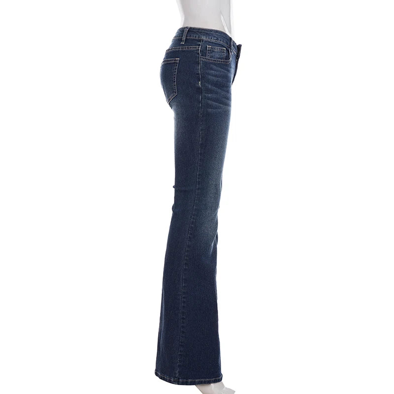 SUCHCUTE Y2k Low-Waist Slim Skinny Jeans Women's Casual Streetwear Denim Pants Vintage Aesthetic 2000s Trousers All match Outfit