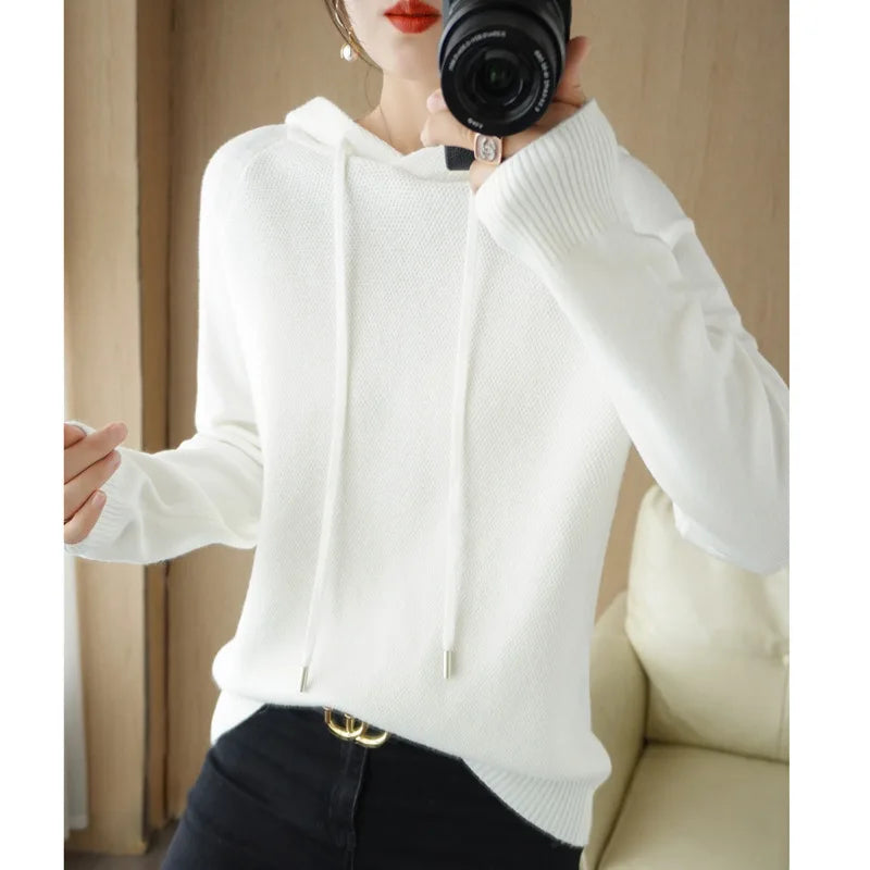 Hooded Sweatshirt for Women Spring Autumn New Hoodie Bottoming Shirt with Knitted Sweater Casual Hooded Pullovers