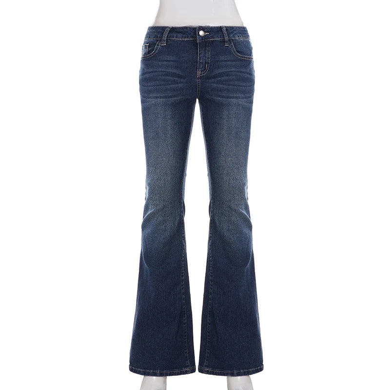 SUCHCUTE Y2k Low-Waist Slim Skinny Jeans Women's Casual Streetwear Denim Pants Vintage Aesthetic 2000s Trousers All match Outfit