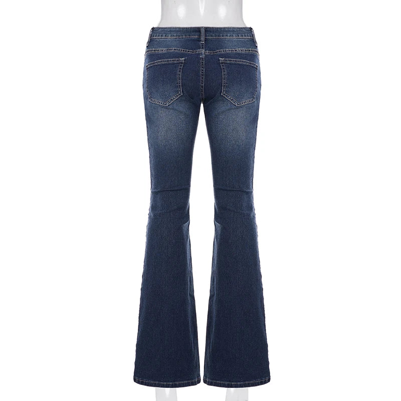 SUCHCUTE Y2k Low-Waist Slim Skinny Jeans Women's Casual Streetwear Denim Pants Vintage Aesthetic 2000s Trousers All match Outfit
