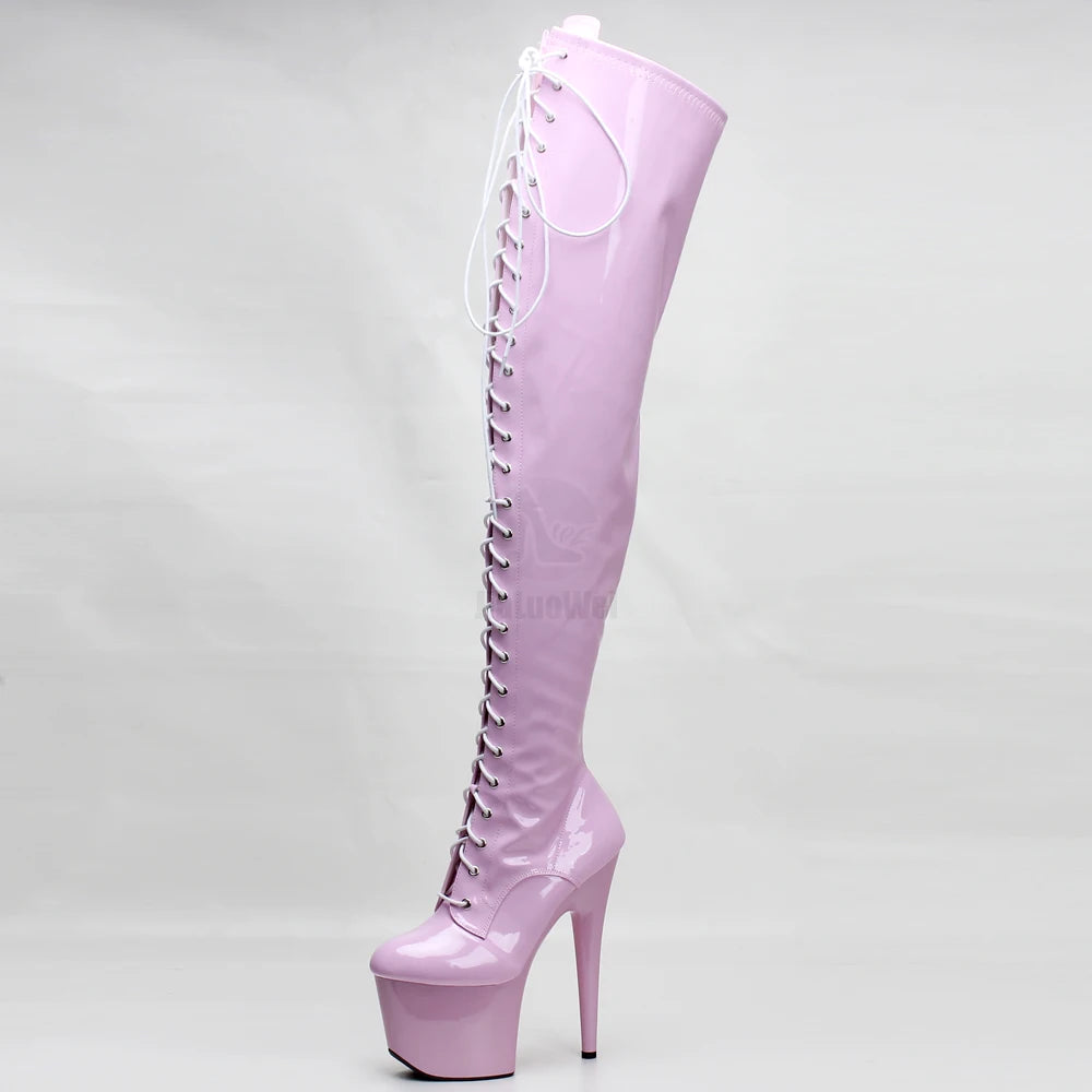 7''High Heel Stiletto Platform Thigh High Boots Exotic Pole Dance Heels Over Knee Boots