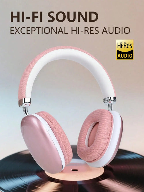 B40 Pink Wireless Headphones Bluetooth 5.3 Over Ear HIFI Stereo Noise Cancelling Headset with Mic for Girls Women