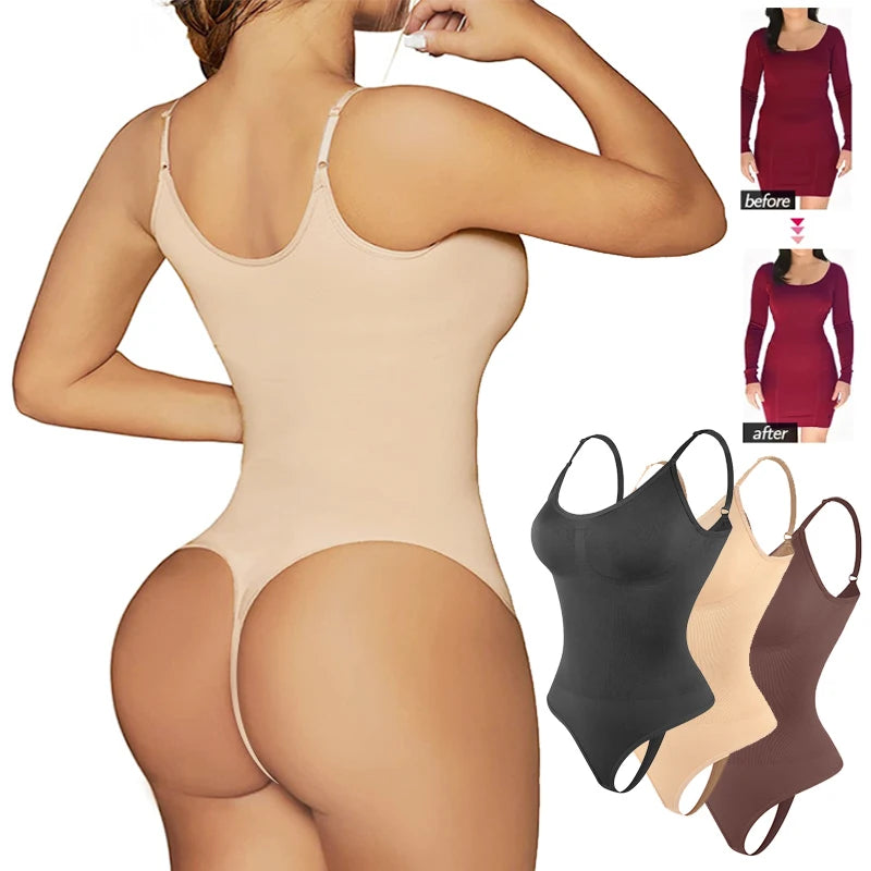 Camisole Bodysuit for Women Tummy Control Slimming Shapewear Butt Lifter Seam-free Sculpting Thong Body Shaper Tank Tops Corset