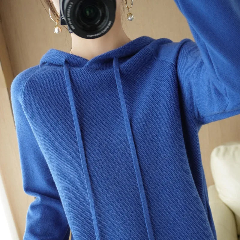 Hooded Sweatshirt for Women Spring Autumn New Hoodie Bottoming Shirt with Knitted Sweater Casual Hooded Pullovers