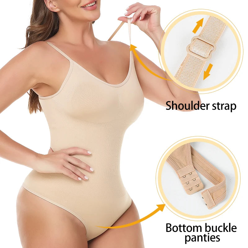 Camisole Bodysuit for Women Tummy Control Slimming Shapewear Butt Lifter Seam-free Sculpting Thong Body Shaper Tank Tops Corset