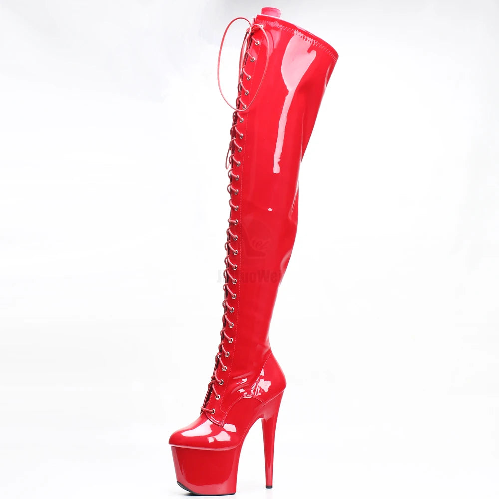 7''High Heel Stiletto Platform Thigh High Boots Exotic Pole Dance Heels Over Knee Boots
