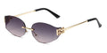 Rimless Oval Sunglasses Women UV400 Oversized Gradient Black Lenses Metal Frame Punk Decorative Glasses Men Goggles Female