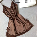 Sexy Sleepwear Lady Sexy Silk Satin Night Dress V-neck Nightgown Plus Size Nightdress Lace Nightwear for Women Nighty for Ladies