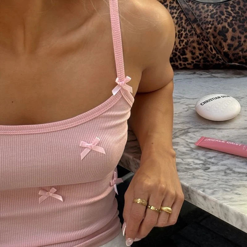 Camisole For Women Summer Clothes Crop Tops Basic Elastic Sleeveless Casual Aesthetic Sexy Comfortable Fashion Lady Y2k Homewear