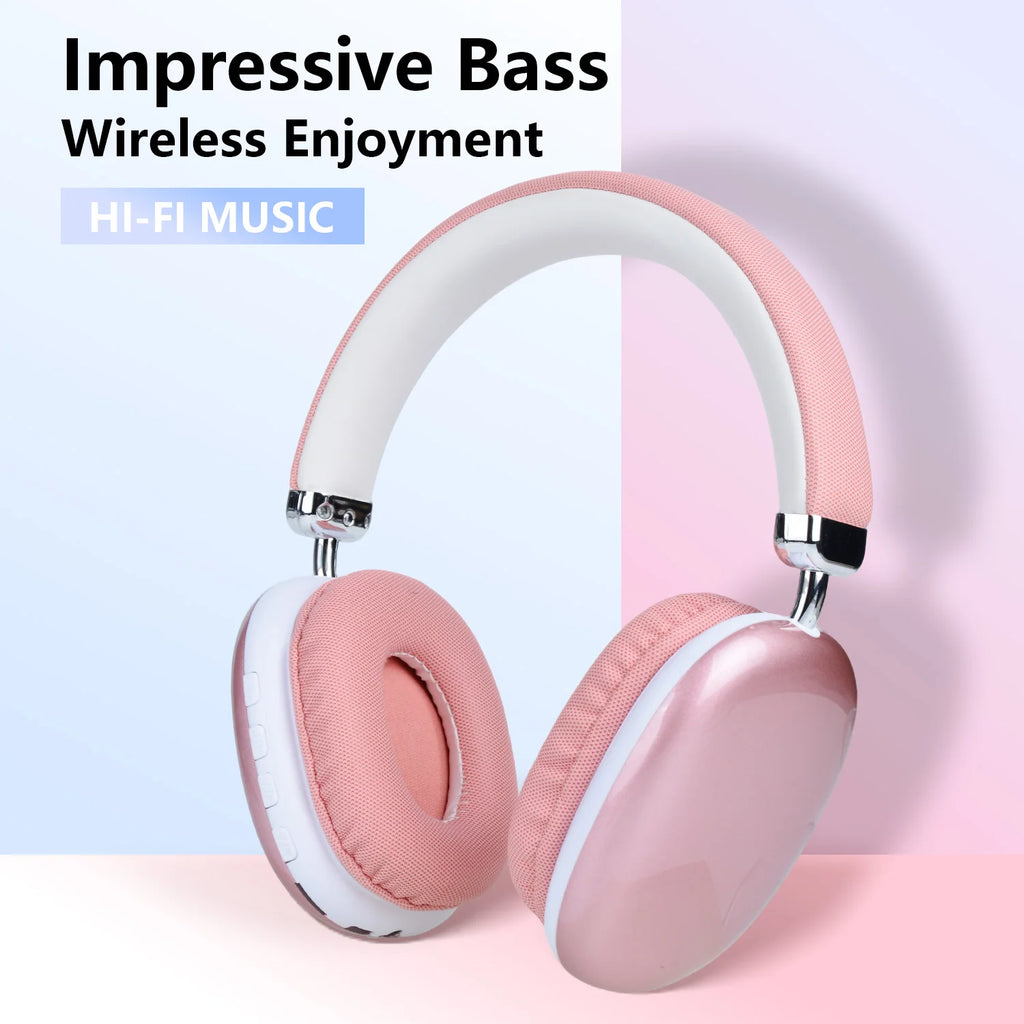B40 Pink Wireless Headphones Bluetooth 5.3 Over Ear HIFI Stereo Noise Cancelling Headset with Mic for Girls Women
