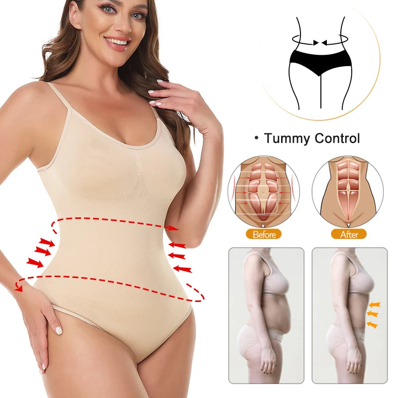 Camisole Bodysuit for Women Tummy Control Slimming Shapewear Butt Lifter Seam-free Sculpting Thong Body Shaper Tank Tops Corset