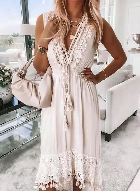 Summer Women Long Party Dress Vintage Long Sleeve Floor Length Sexy Backless White Lace Maxi Dress  sexy