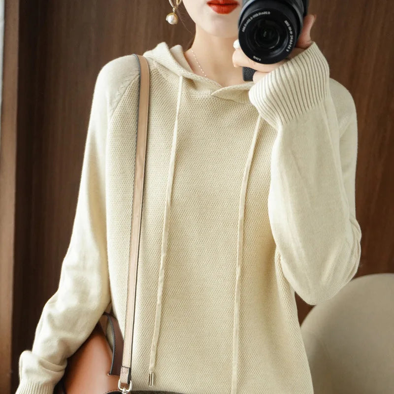 Hooded Sweatshirt for Women Spring Autumn New Hoodie Bottoming Shirt with Knitted Sweater Casual Hooded Pullovers