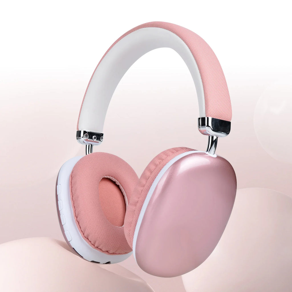 B40 Pink Wireless Headphones Bluetooth 5.3 Over Ear HIFI Stereo Noise Cancelling Headset with Mic for Girls Women
