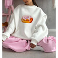 Women's Print Sweatshirt - 2025 New Fleece-Lined, Loose Fit, Slimming Long-Sleeve Crew Neck Pullover Sweatshirt for Women