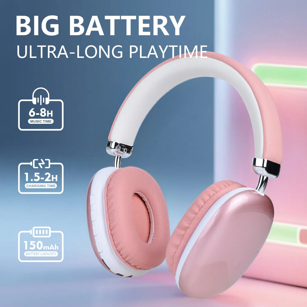 B40 Pink Wireless Headphones Bluetooth 5.3 Over Ear HIFI Stereo Noise Cancelling Headset with Mic for Girls Women